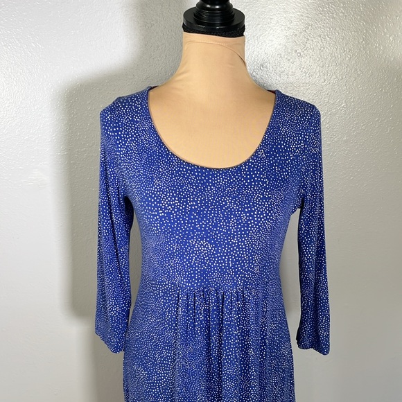 Boden Blue White dot 3/4 Sleeve scoop neck Stretch Dress 8L teacher work casual - Picture 8 of 14